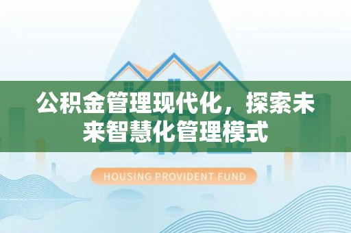 砀山公积金管理现代化，探索未来智慧化管理模式